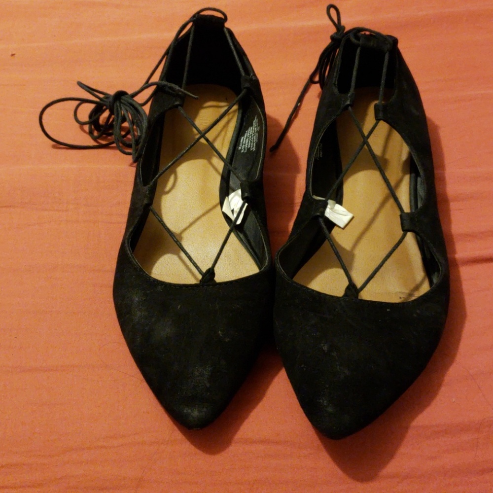 Black suede flats